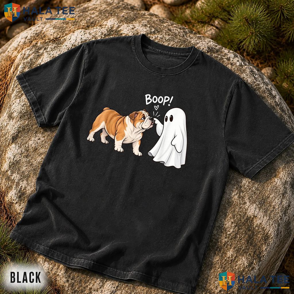 English Bulldog Boop Ghost Comfort Colors Shirt Cute Halloween Dog