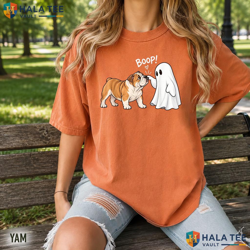 English Bulldog Boop Ghost Retro Style T-Shirt Cute Halloween Dog
