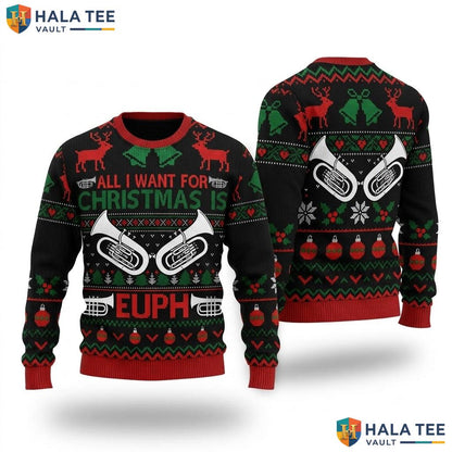 Euphonium Music Ugly Christmas Sweater Funny Instrument Holiday Gift