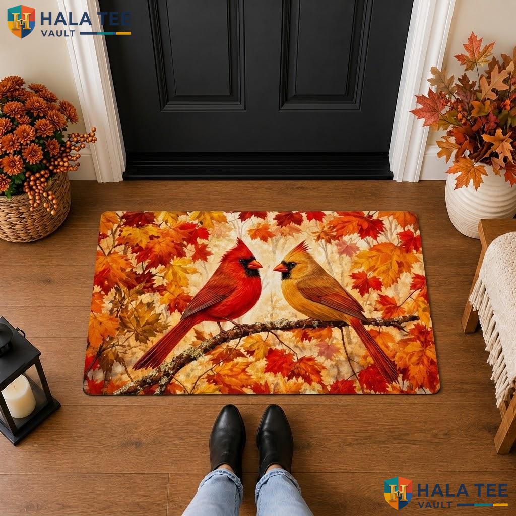 Fall Birds Halloween Front door mat Trick Or Treat Spooky Front Porch Entry Rug