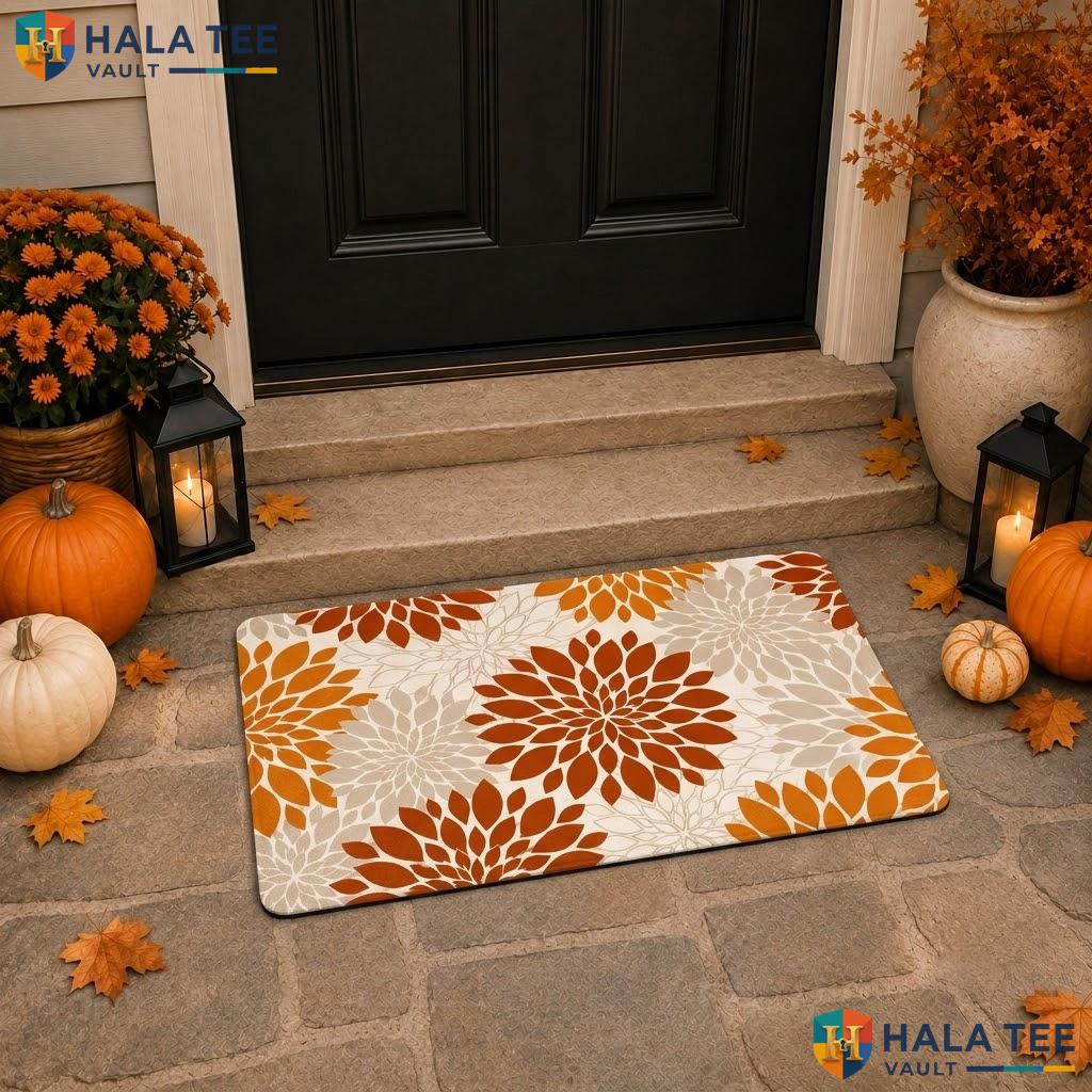 Fall Floral Halloween Doormat Trick Or Treat Spooky Front Porch Entry Rug
