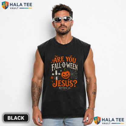 Fall O Ween Jesus Streetwear Washed T-Shirt Retro Religious Matthew Graphic Apparel