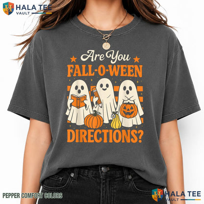Fall O Ween Teacher Ghost Garment-Dyed T-Shirt Funny Halloween Top