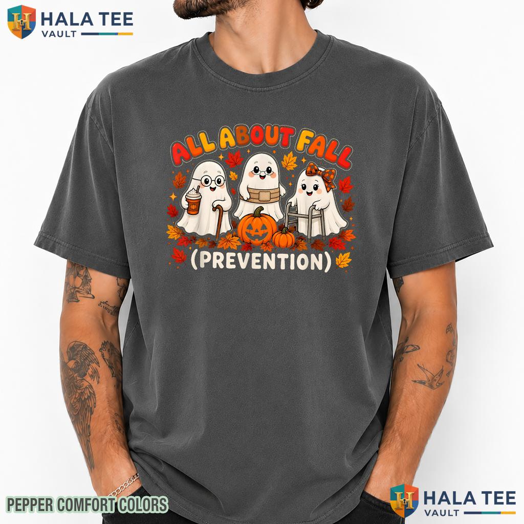 Fall Prevention Ghost Comfort Colors T-Shirt Funny Autumn Halloween