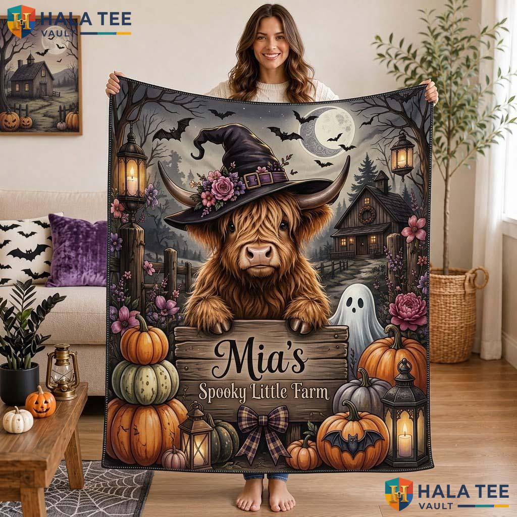 Farm Cow Halloween Blanket Funny Personalized Spooky Little Throw