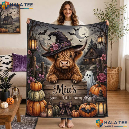 Farm Cow Halloween Blanket Funny Personalized Spooky Little Throw