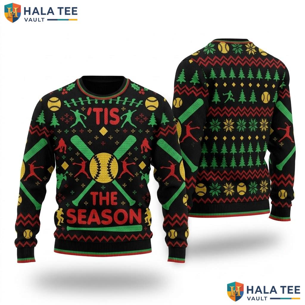 Fastpitch Softball Ugly Christmas Sweater Funny Party Holiday Outfit