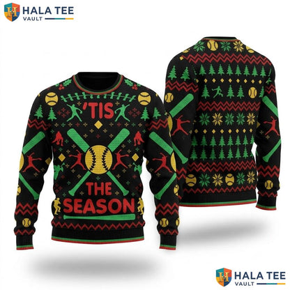 Fastpitch Softball Ugly Christmas Sweater Funny Party Holiday Outfit