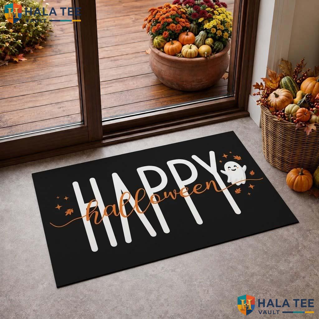 Festive Ghost Dog Fall Doormat Happy Non Slip Outdoor Entrance Mat Decor