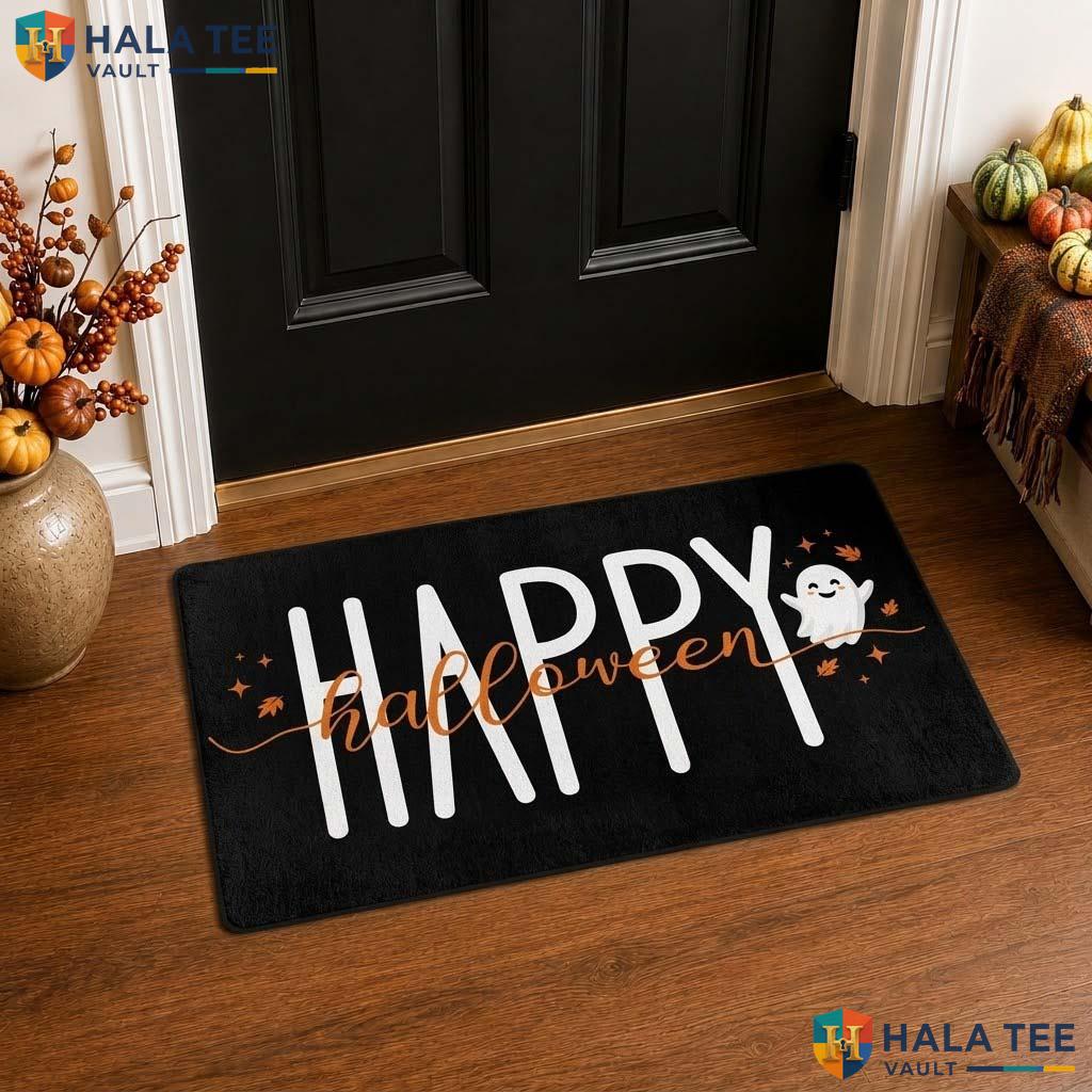 Festive Ghost Dog Fall Doormat Happy Non Slip Outdoor Front door mat Decor