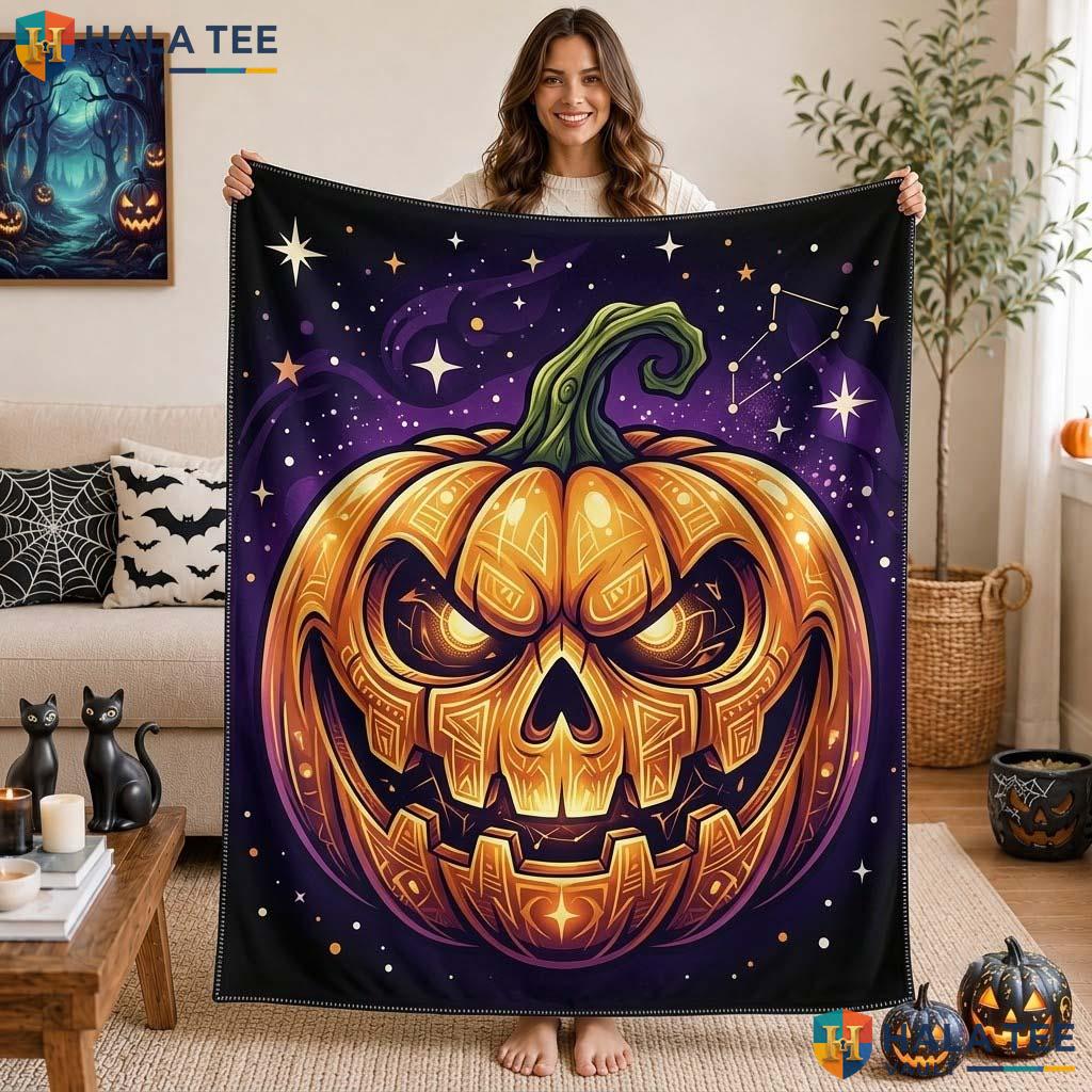 Festive Pumpkin Halloween Blanket Playful Cozy Kids Boys Girls Throw