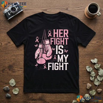 Fight Is My Fight Bow Tee Pink Breast Cancer Awareness Apparel Top Adult