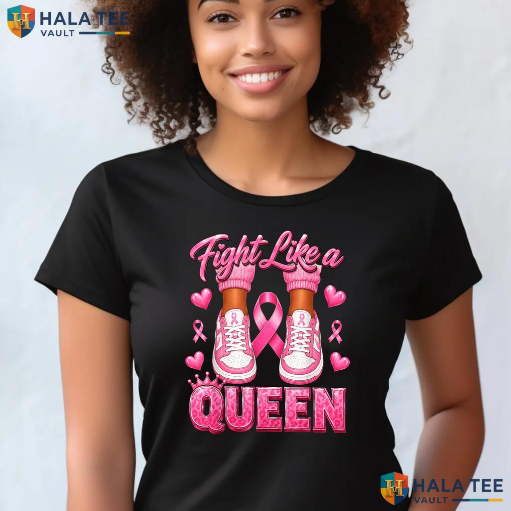 Fight Like Queen Pink Tee Breast Cancer Awareness Ribbon Girls Top