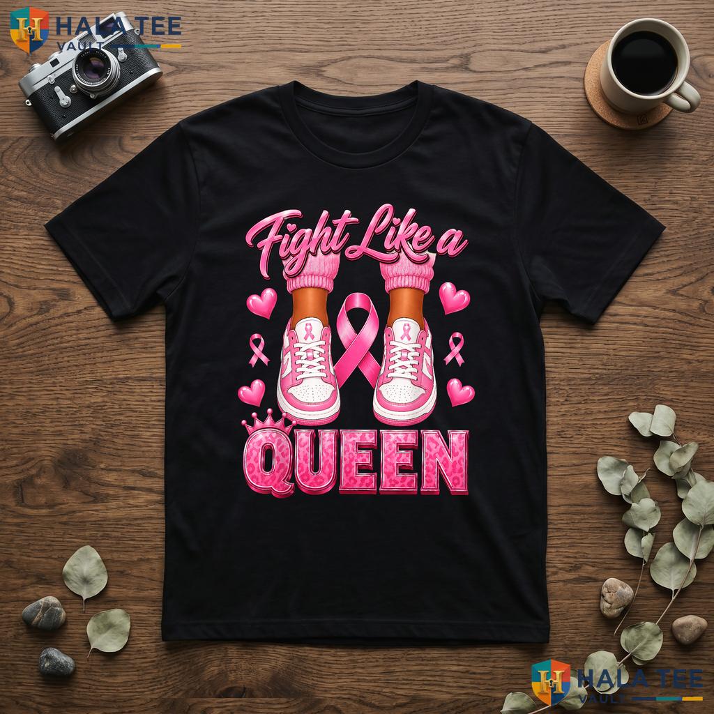 Fight Like Queen Pink Tee Breast Cancer Awareness Ribbon Girls Top Adult