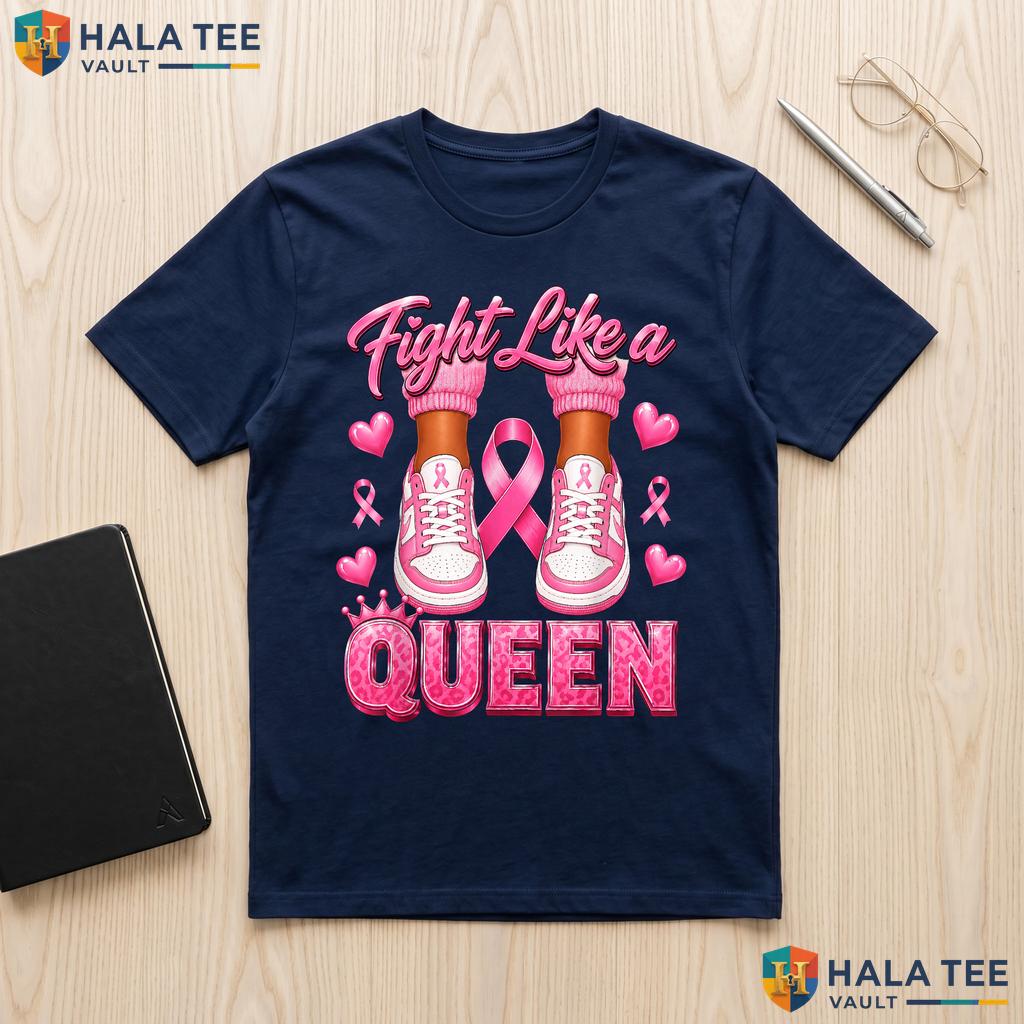 Fight Like Queen Pink Tee Breast Cancer Awareness Ribbon Girls Top Adult