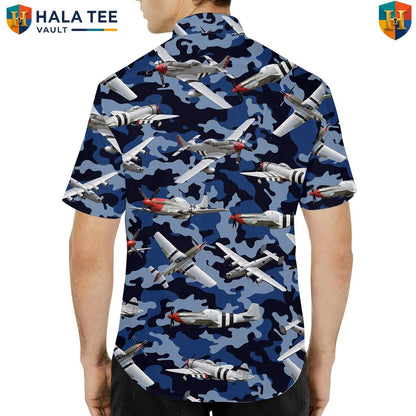 Fighter Plane Jet Short-sleeve button-up shirt Mens Patriotic Military Aviation Camp Gear