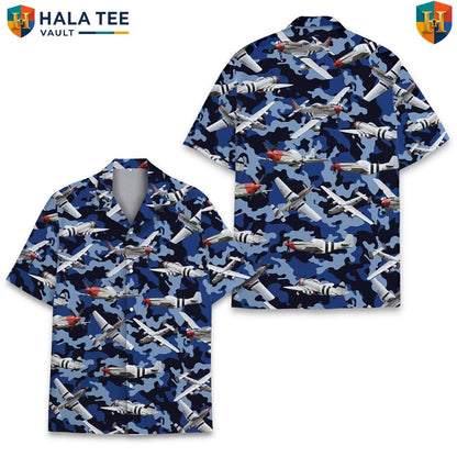 Fighter Plane Jet Tropical Shirt Mens Patriotic Military Aviation Camp Gear