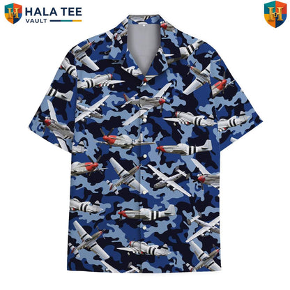Fighter Plane Jet Aloha Shirt Mens Patriotic Military Aviation Camp Gear