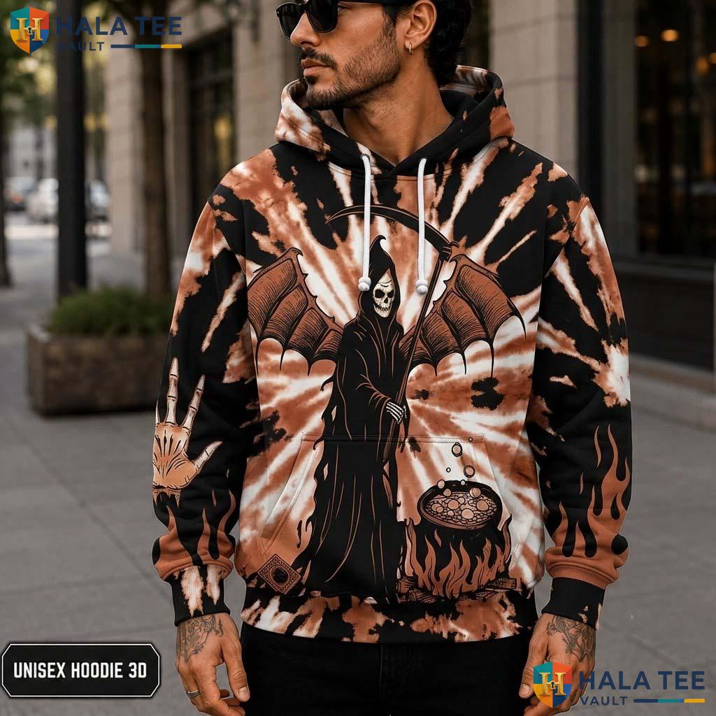 Flame Skull Grim Reaper 3D Printed Hoodie Horror Theme Gothic Graphic Apparel