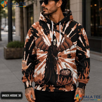 Flame Skull Grim Reaper 3D Printed Hoodie Horror Theme Gothic Graphic Apparel