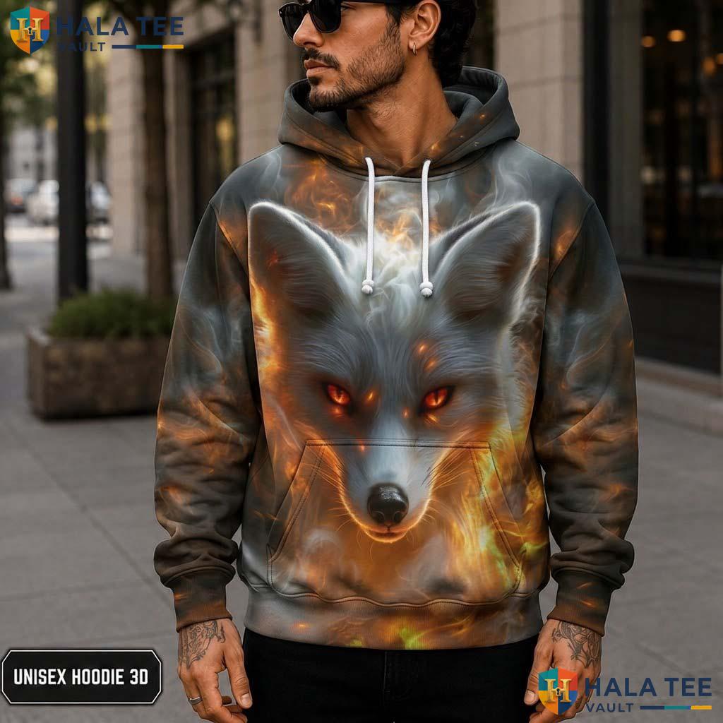 Flame Smog Fox 3D Printed Hoodie Kids Novelty Galaxy Printed Pullover Apparel