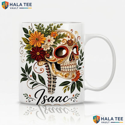 Floral Witch Halloween Cup Personalized Custom Silhouette Ceramic Coffee Mug