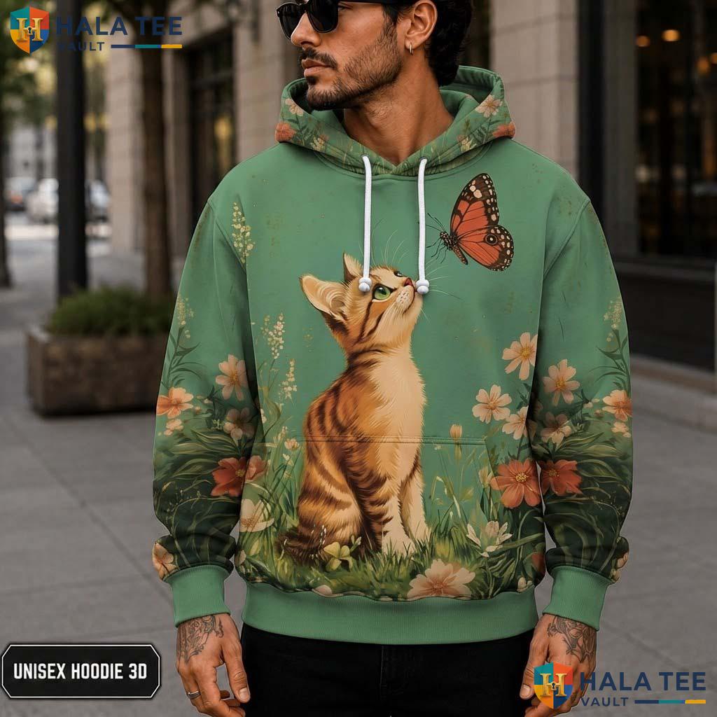 Flowers Butterfly Cat Hoodie Kids Novelty 3D Printed Galaxy Pullover 3D Printed Hoodie