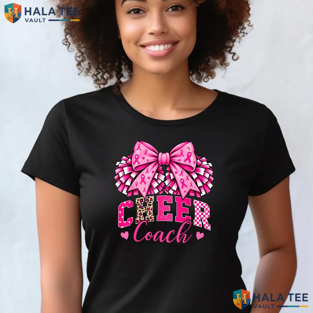 Football Cheer Coach Pink TShirt Breast Cancer Awareness Ribbon Top