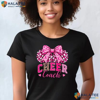 Football Cheer Coach Pink TShirt Breast Cancer Awareness Ribbon Top