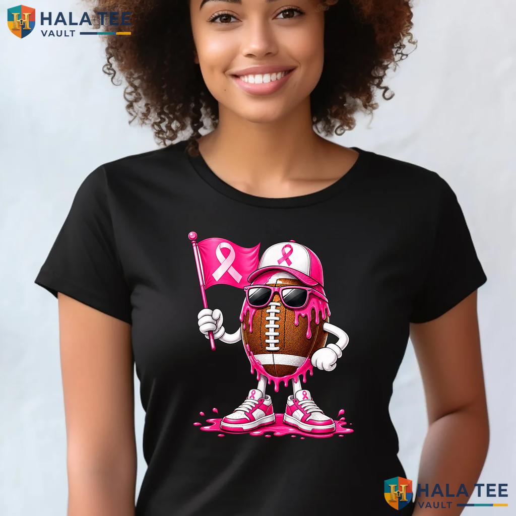 Football Drip Boys Kids T-Shirt Youth Pink Out Tackle Breast Cancer
