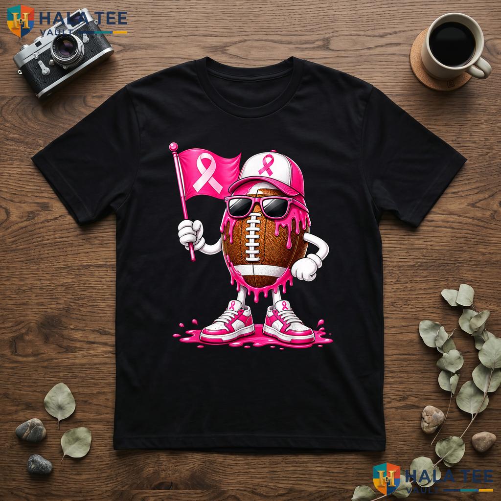 Football Drip Boys Kids T-Shirt Youth Pink Out Tackle Breast Cancer Adult