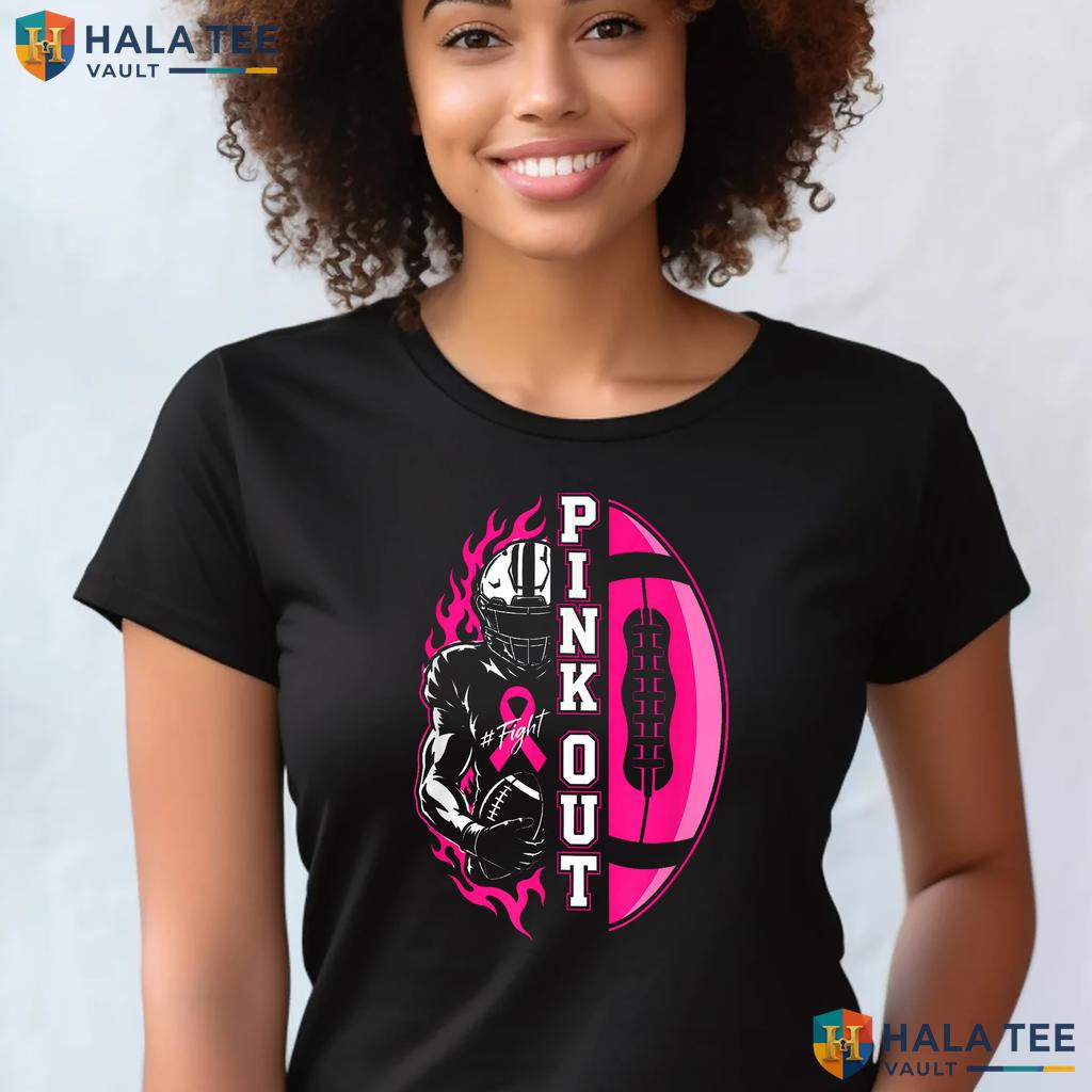 Football Pink Out Tackle TShirt Breast Cancer Awareness Graphic Top