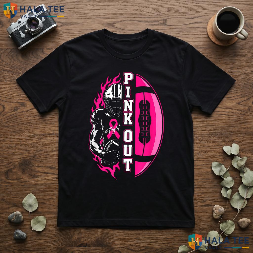 Football Pink Out Tackle TShirt Breast Cancer Awareness Graphic Top Adult