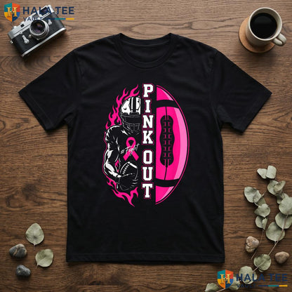 Football Pink Out Tackle TShirt Breast Cancer Awareness Graphic Top Adult