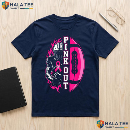 Football Pink Out Tackle TShirt Breast Cancer Awareness Graphic Top Adult