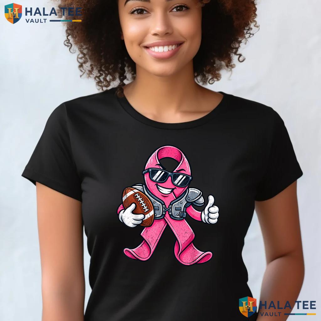 Football Pink Ribbon Boys TShirt Breast Cancer Awareness Youth Outfit