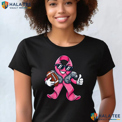 Football Pink Ribbon Boys TShirt Breast Cancer Awareness Youth Outfit
