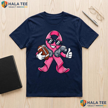 Football Pink Ribbon Boys TShirt Breast Cancer Awareness Youth Outfit Adult