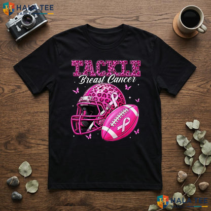Football Tackle Breast Cancer T-Shirt Awareness Women Pink Ribbon Adult