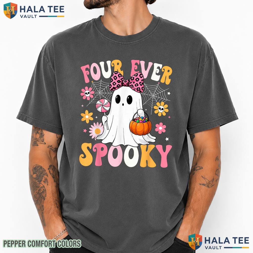 Four Ever Spooky Birthday Comfort Colors T-Shirt Ghost Party Apparel