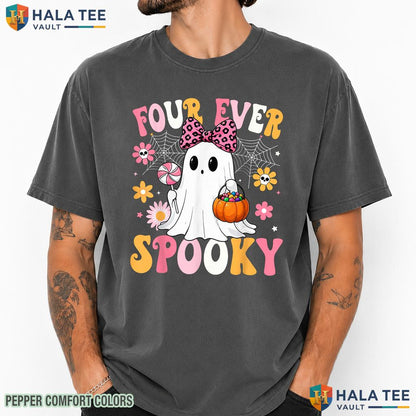 Four Ever Spooky Birthday Comfort Colors T-Shirt Ghost Party Apparel