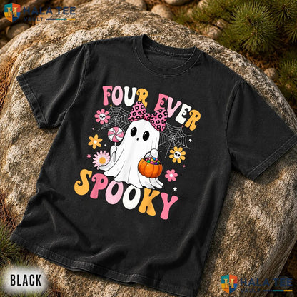 Four Ever Spooky Birthday Garment-Dyed T-Shirt Ghost Party Apparel
