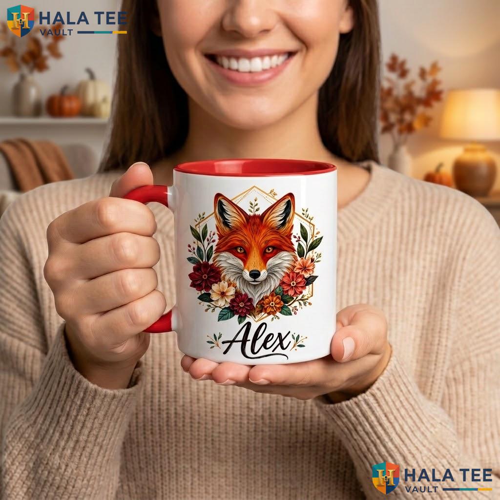 Fox Silhouette Witch Halloween Mug Custom Name Themed Ceramic Coffee Camping Mug