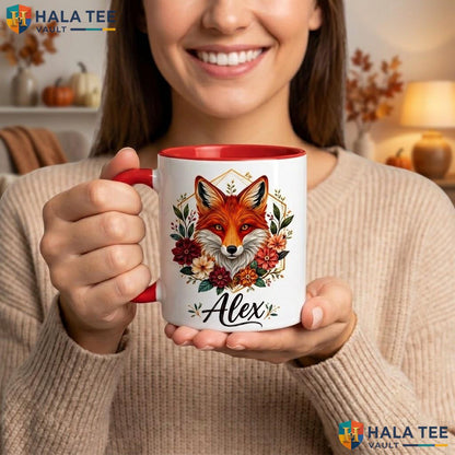 Fox Silhouette Witch Halloween Mug Custom Name Themed Ceramic Coffee Camping Mug