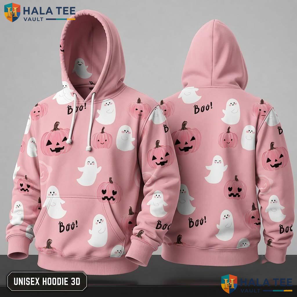 Friendly Ghost Pumpkin 3D Hoodie Classic Unisex Spooky Cute Halloween