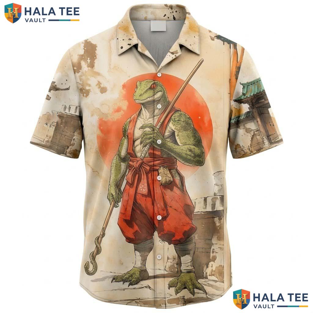 Funny Crocodile Hawaiian Shirt Casual Button Down Summer Top Graphic Design