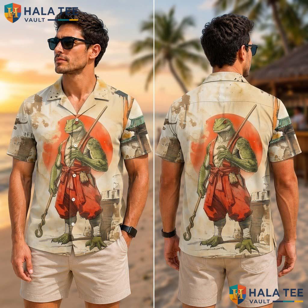 Funny Crocodile Tropical Shirt Casual Button Down Summer Top Graphic Design