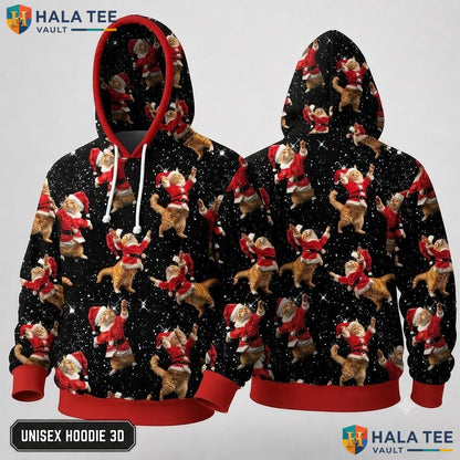 Funny Dog Santa Animals Xmas 3D Hoodie Festive Pet Lover Pullover