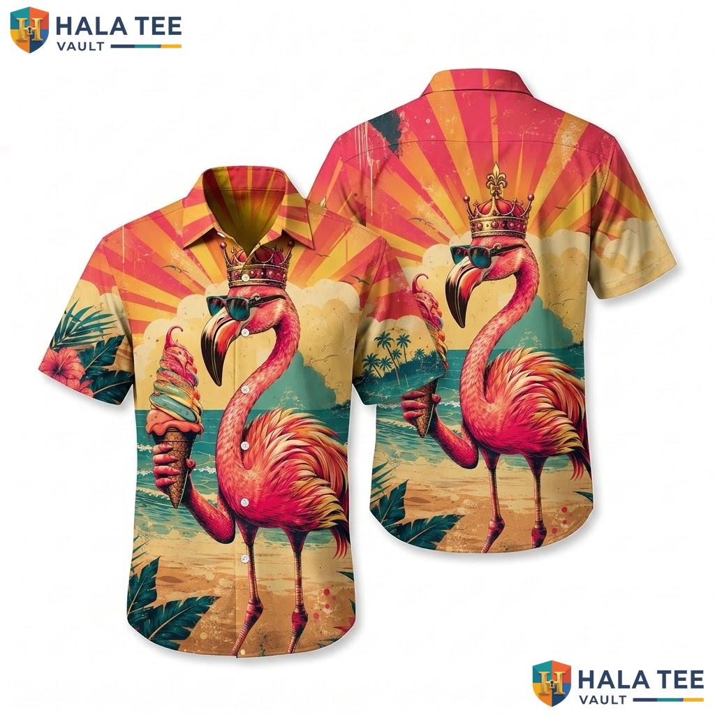 Funny Flamingo Beach Hawaiian Shirt Vibrant Tropical Graphic Mens Vacation
