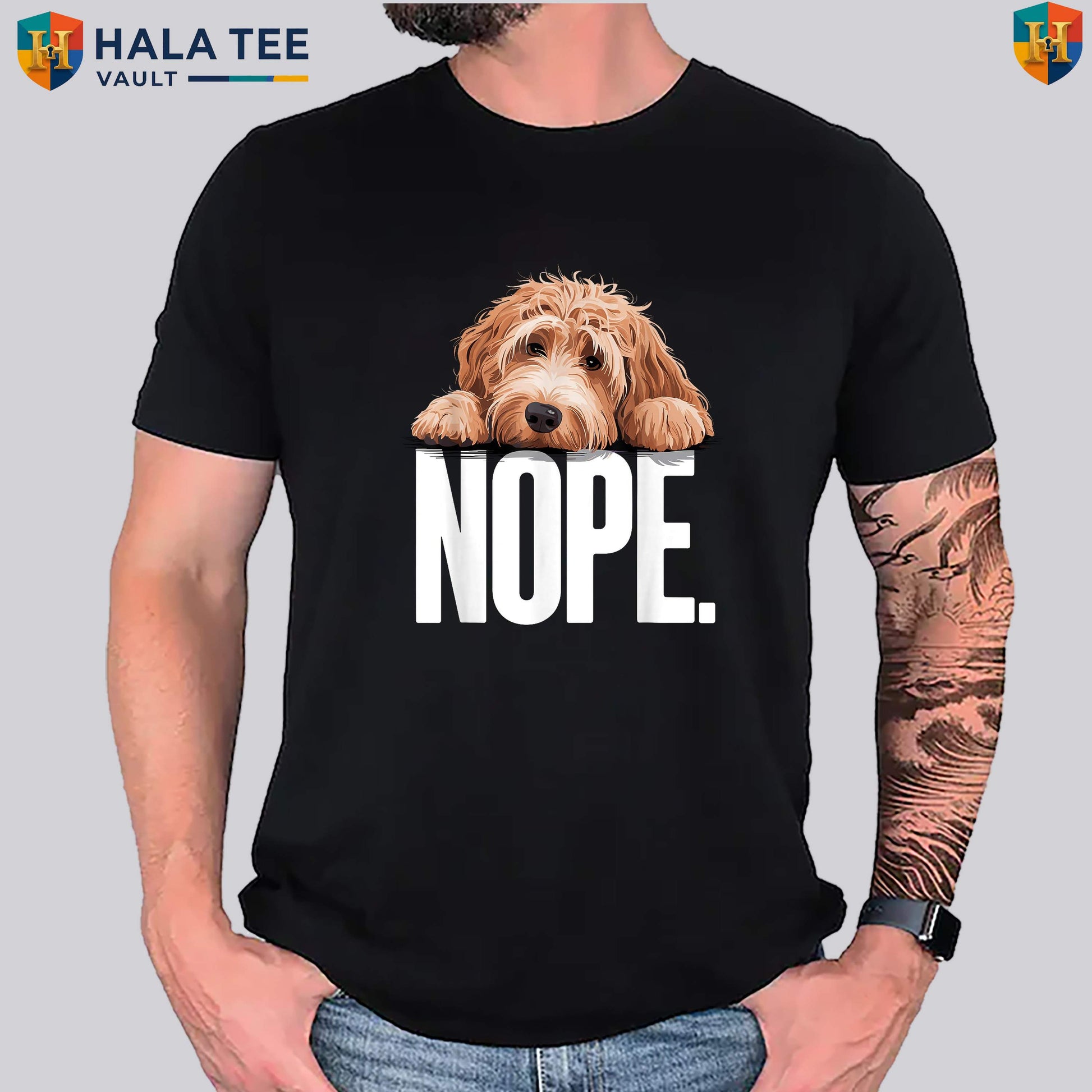 Funny Goldendoodle Art Dog T-Shirt Men Women Pet Lover Graphic Holiday Apparel